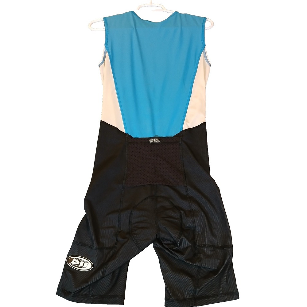 De Soto Womens  Skinsuit Cycling Adult M Blue Black Tank Sleeveless Padded Nylon